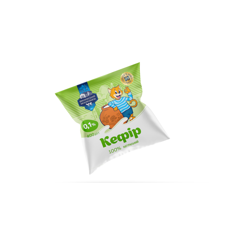 Кефір ФРАНКІВСЬКИЙ МОЛОКОЗАВОД 1,5%, 400г, плівка поліетиленова